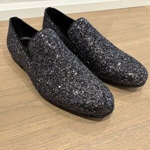 ✨ Jimmy Choo Black Glitter Slip-On Loafers (Brand New) ✨ 39